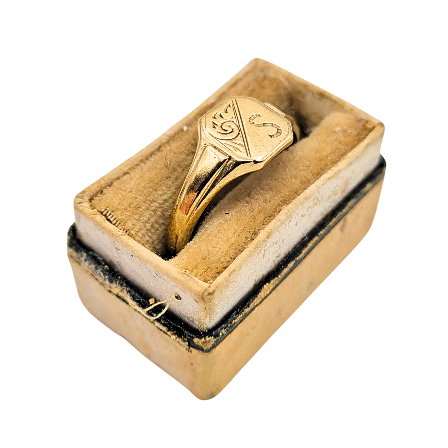 Small 9ct Gold Signet Ring S, Birmingham 1975, UK L 1/2 US 6