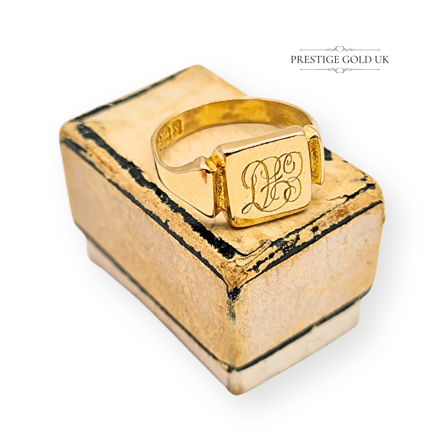 18ct Gold Antique Pinky Ring, Monogram, 1923, UK F / US 3