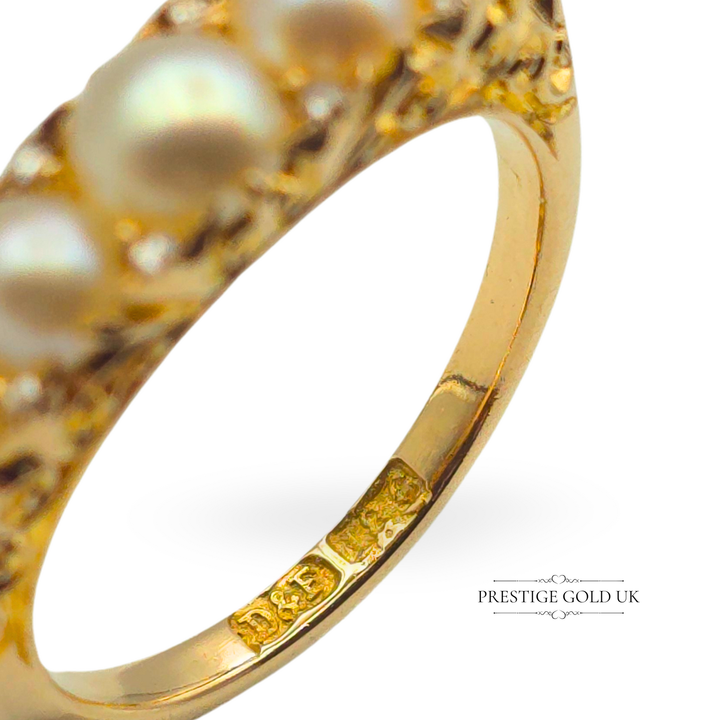 Antique 18ct Gold Pearl and Diamond Ring, Deakin & Francis Of London