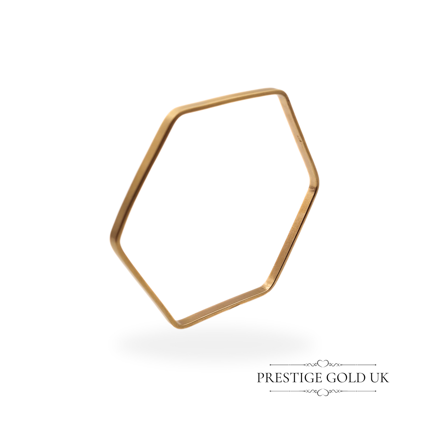 Vintage 9ct Gold Hexagonal Bangle, Stamped 9ct, Brushed Finish, Six-Sided Design, 7 3/4" 20cm Fitment