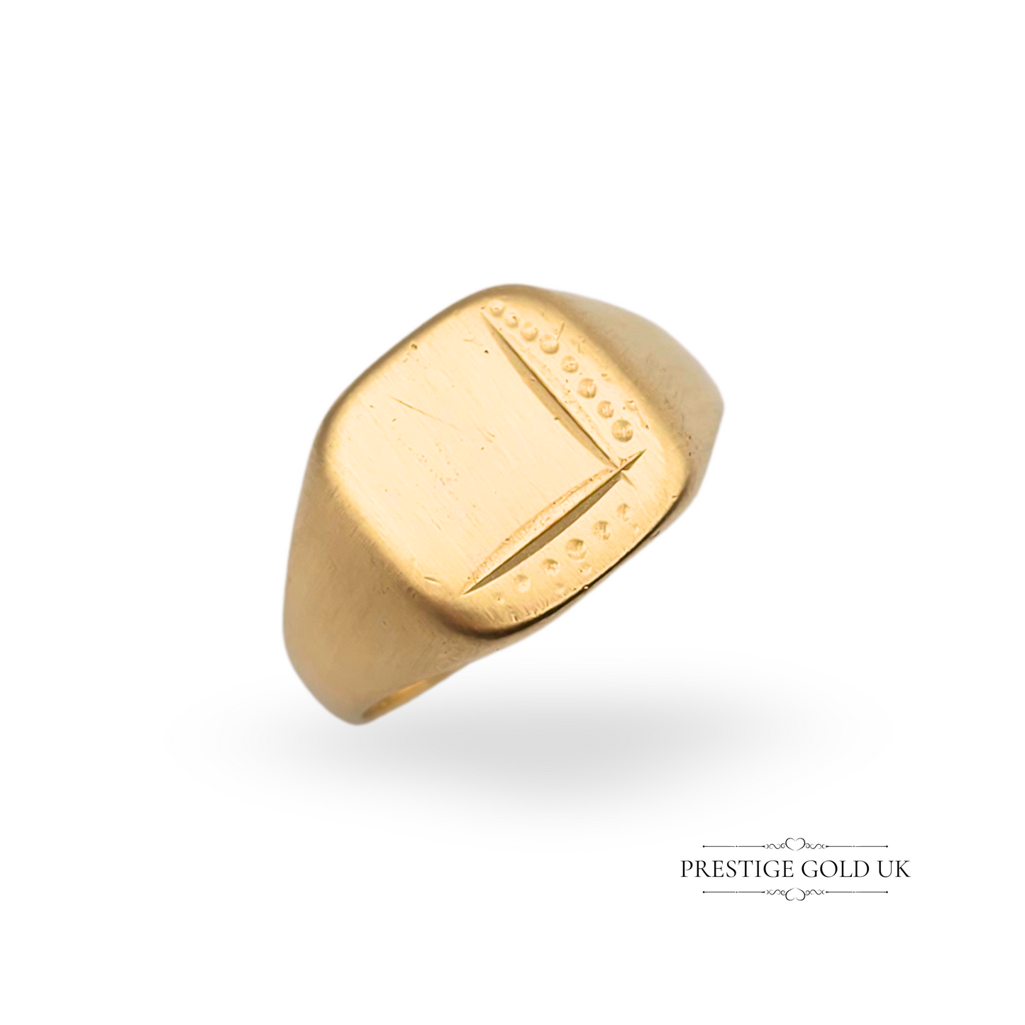 9ct Gold Signet Ring, 1976 London Hallmark, UK T US 9 1/2 Brushed Finish