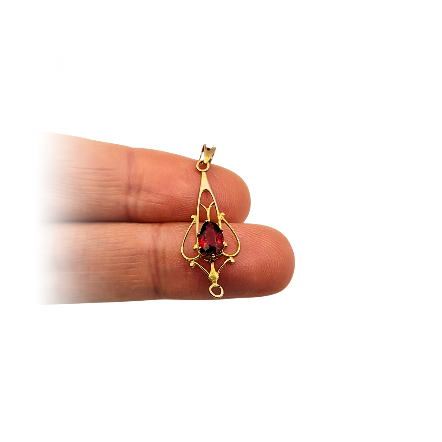 9ct Gold Ruby Lavaliere Pendant, Stamped 9ct