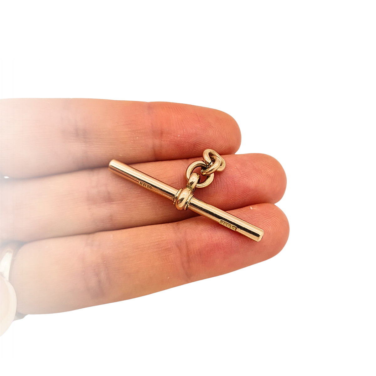 Antique 9ct Rose Gold Ruby T Bar Pendant Heavy Solid Gold Albert Fob T-Bar