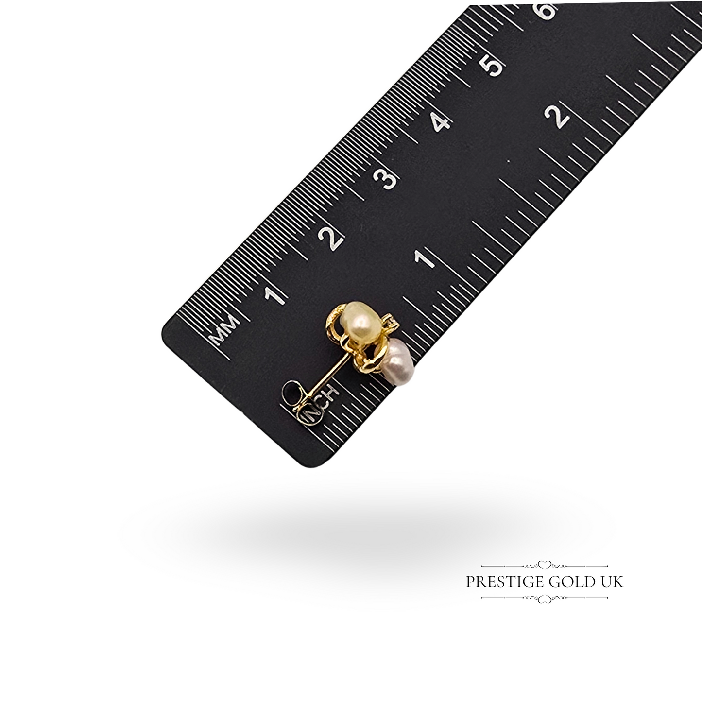 9ct Gold Pearl & Diamond Stud Earrings, Tri Colour Baroque Pearls