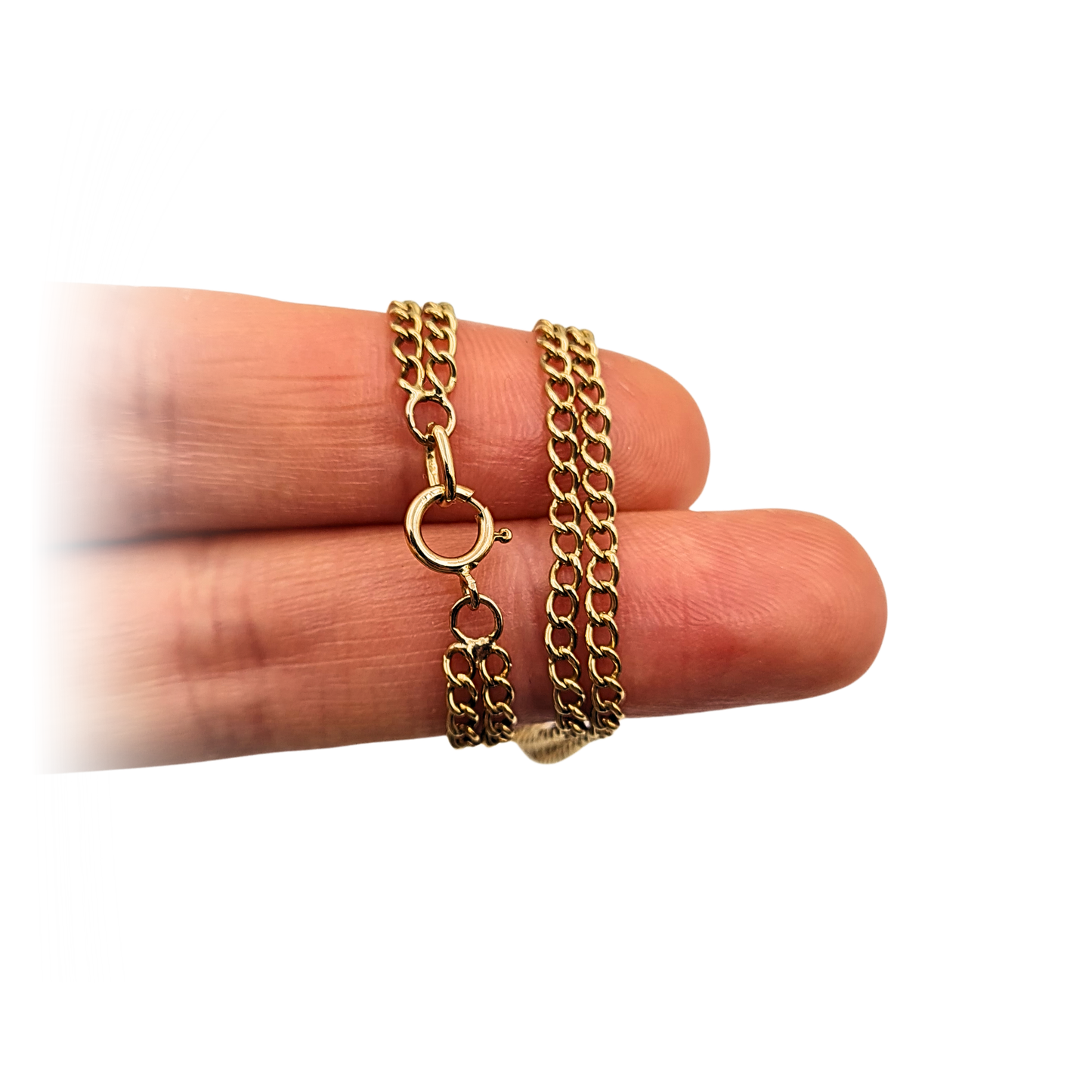 7 1/4" Long 9ct Solid Gold Twin Row Curb Bracelet