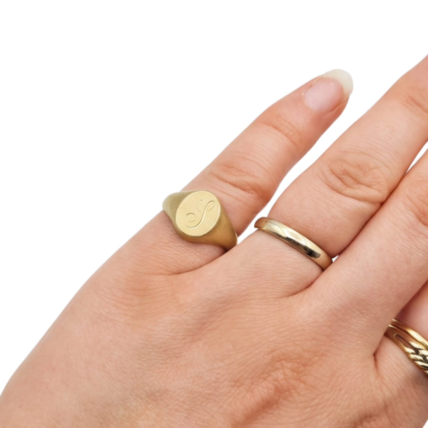 Chunky 9ct Gold Engraved "S" Signet Ring Hallmarked Birmingham UK J US 4 3/4