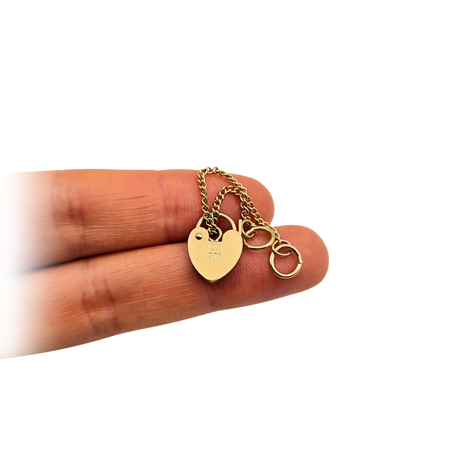 Small 9ct Gold Heart Padlock, Tested 375, Safety Chain