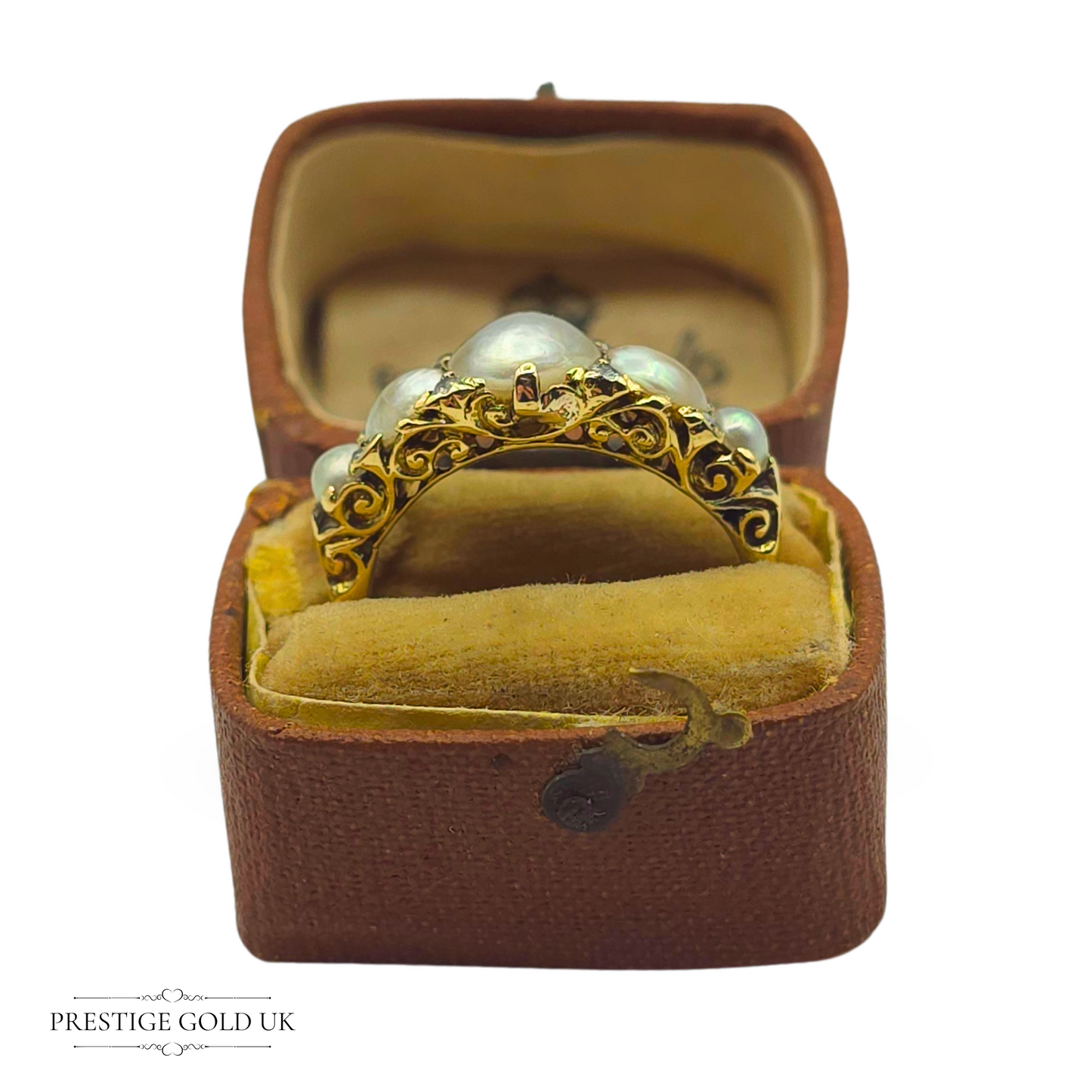 Antique 18ct Gold Pearl & Diamond Ring, UK M / US 6 1/4 Euro 52.5