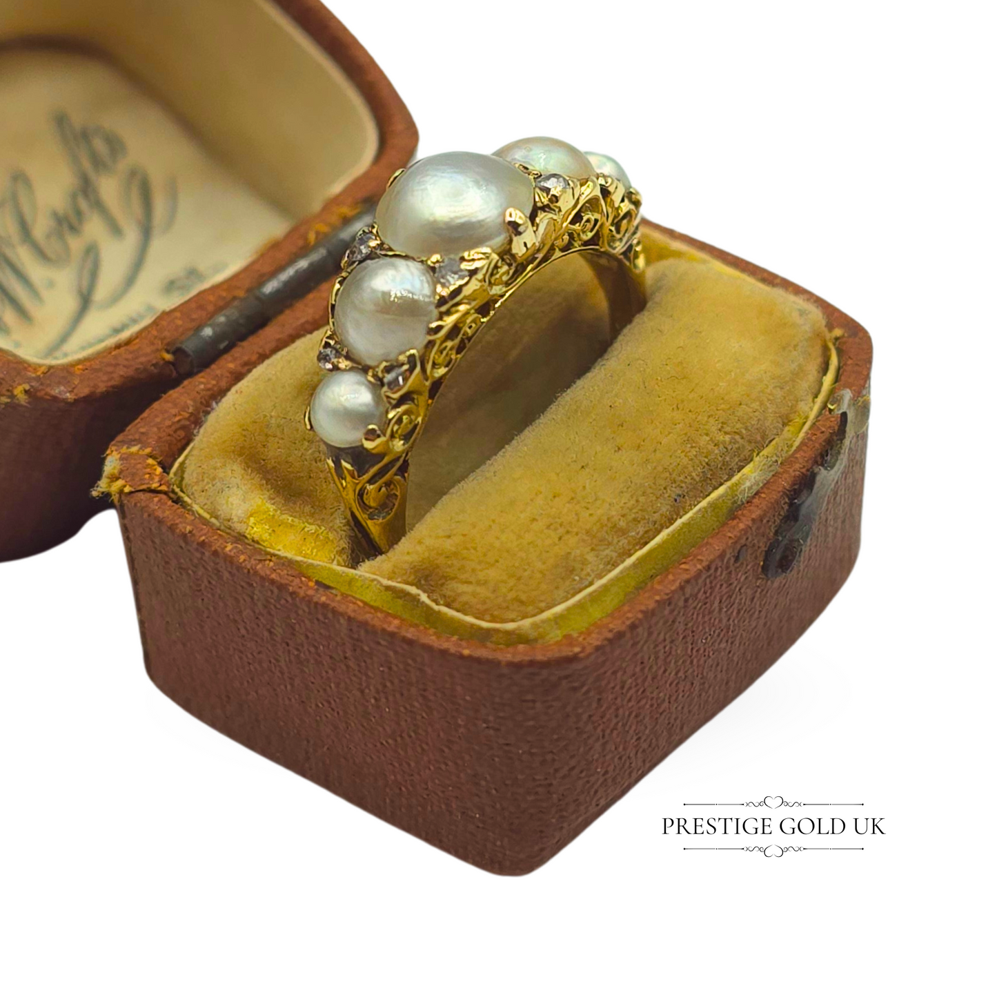 Antique 18ct Gold Pearl & Diamond Ring, UK M / US 6 1/4 Euro 52.5
