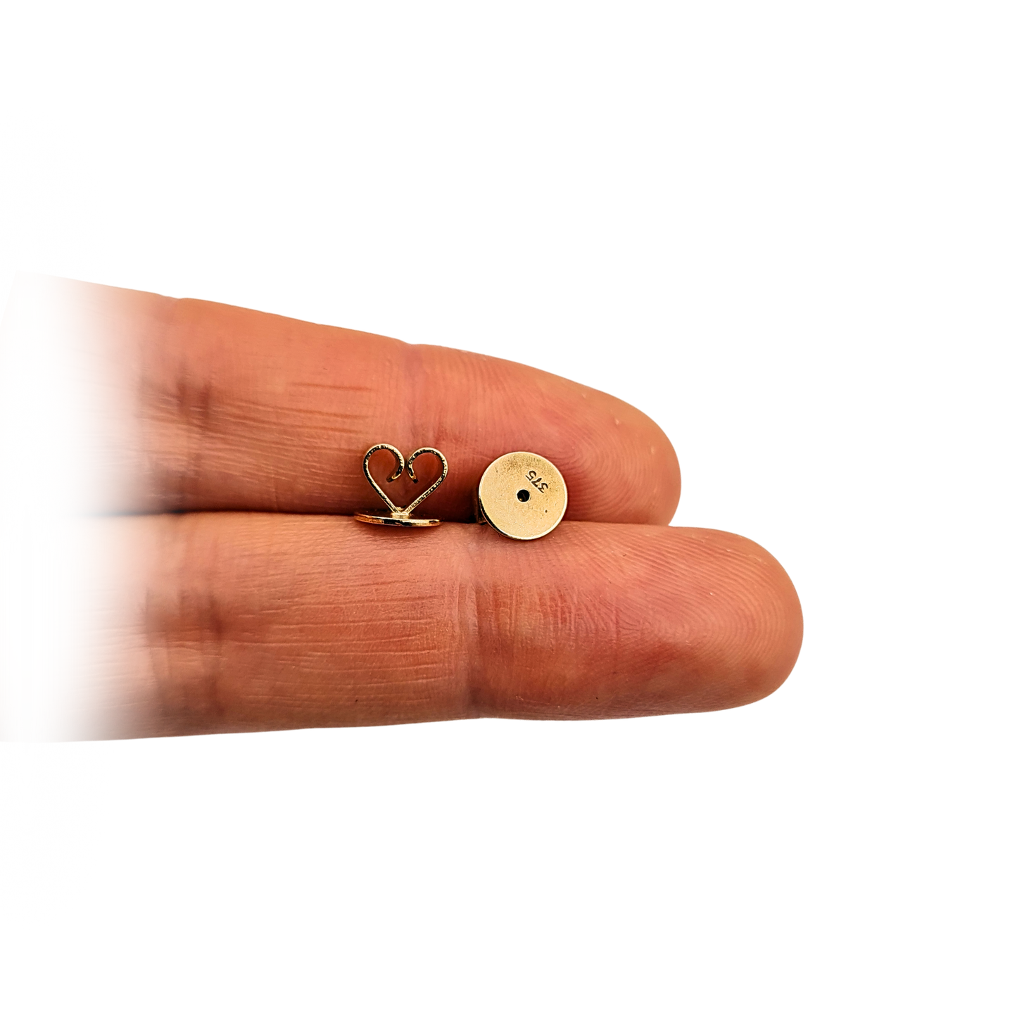 9ct Gold Heart Earring Backs 375 Stamp, Fits 0.8mm Posts Pair