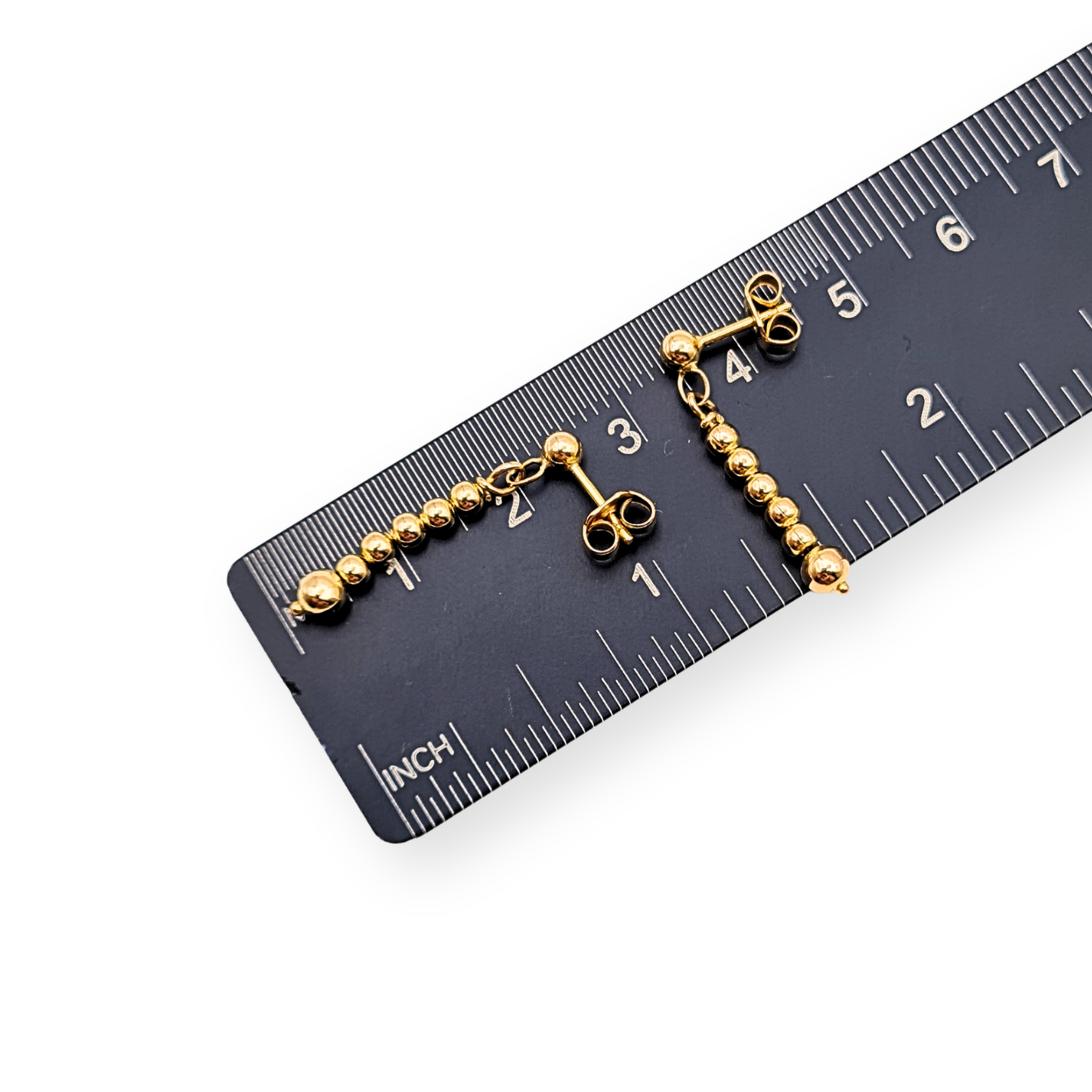 9ct Gold Drop Earrings, Bead Design, With Butterfly Backs