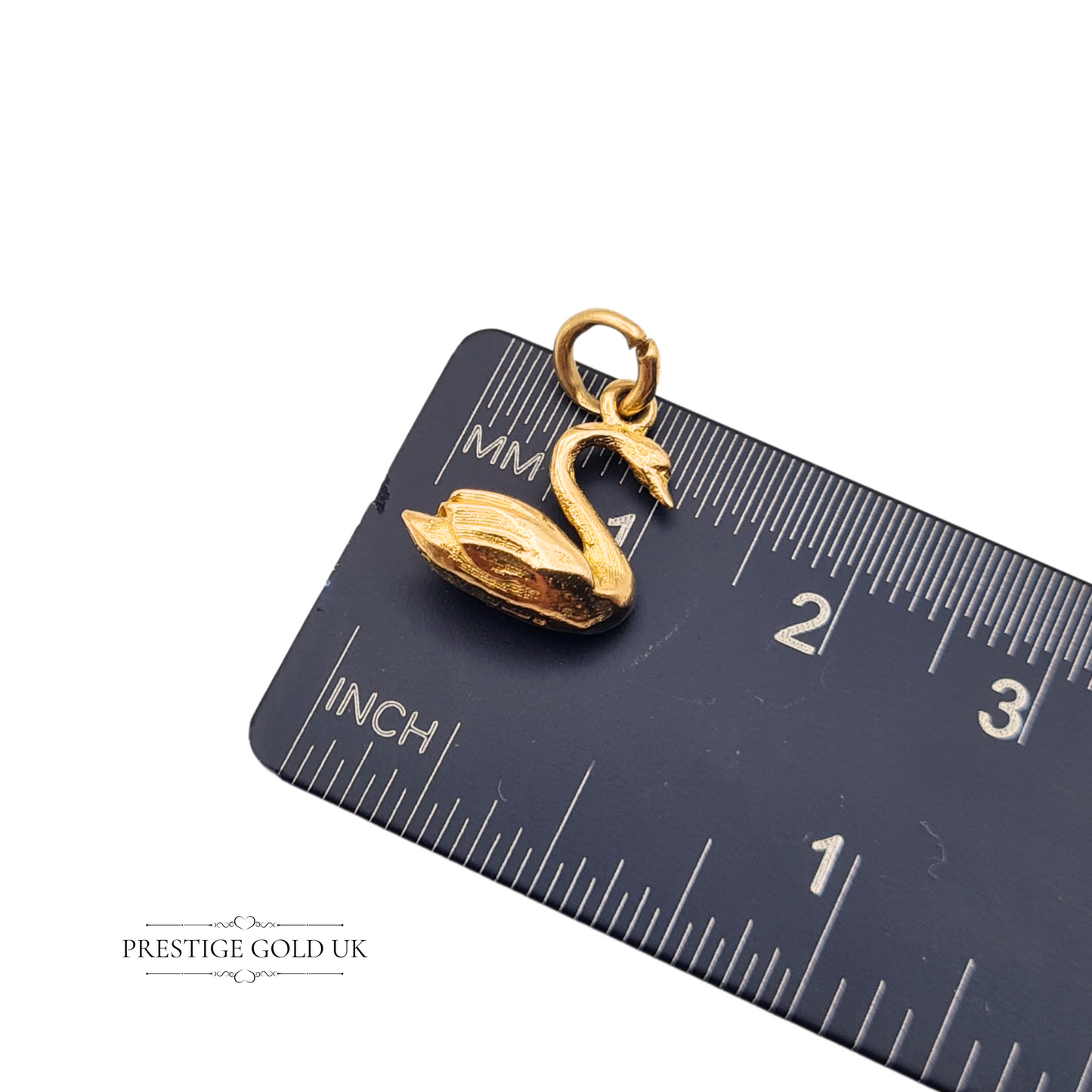 Tiny 9ct Gold Swan Charm, Hollow Ladies Lightweight Swan Pendant