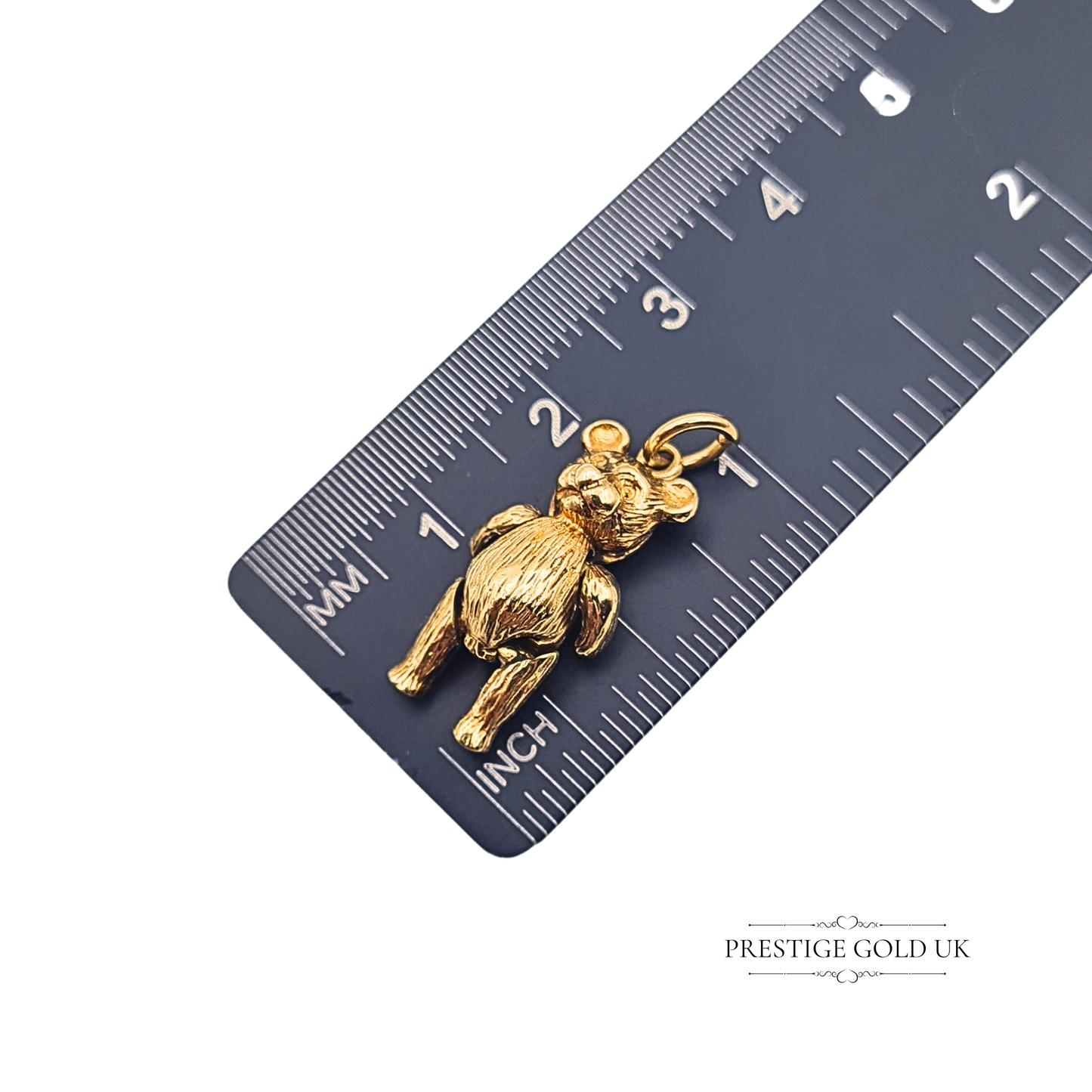 9ct Gold Moving Teddy Bear Charm, Heavy Detailed Vintage Moving Bear Charm
