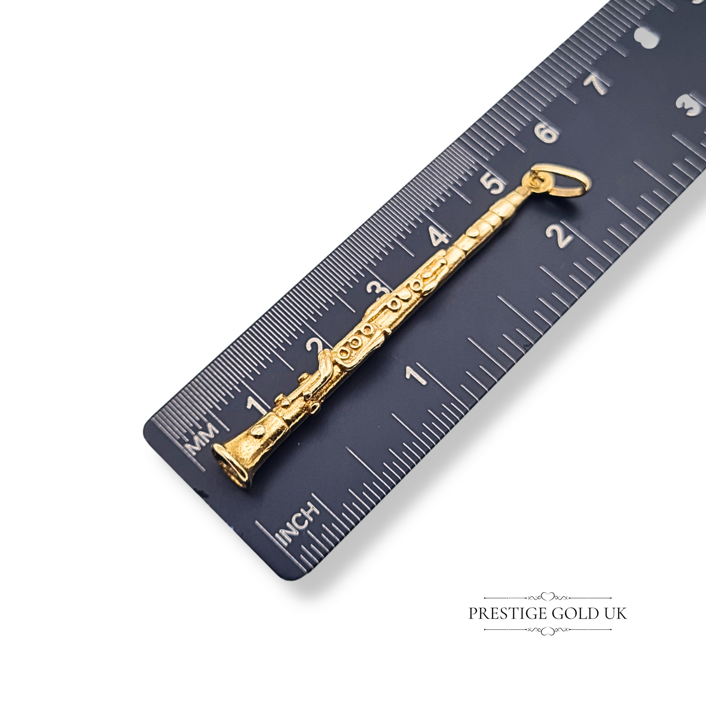 Large Solid 9ct Gold Clarinet Oboe Pendant, Heavy Musical Jewellery Gift Charm