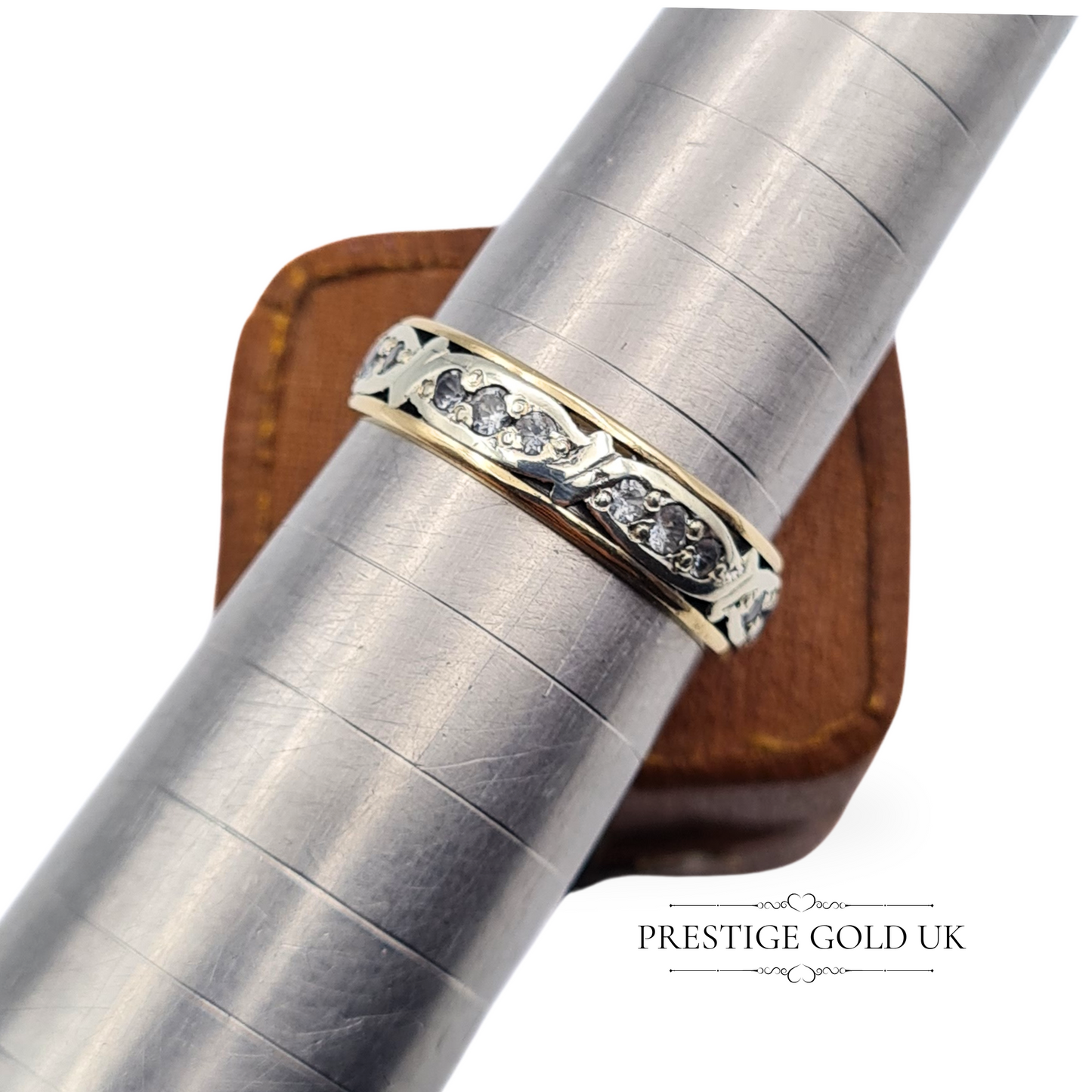 Vintage 9ct White & Yellow Gold Spinel Ring - UK O, US 7 1/4, Euro 55