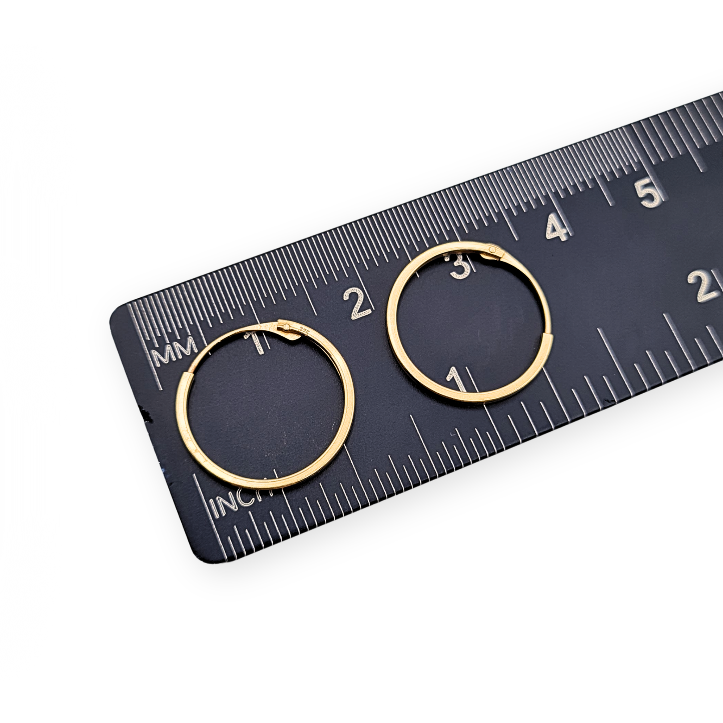 9ct Gold Sleeper Hoops, 15mm Small Hinged Earrings