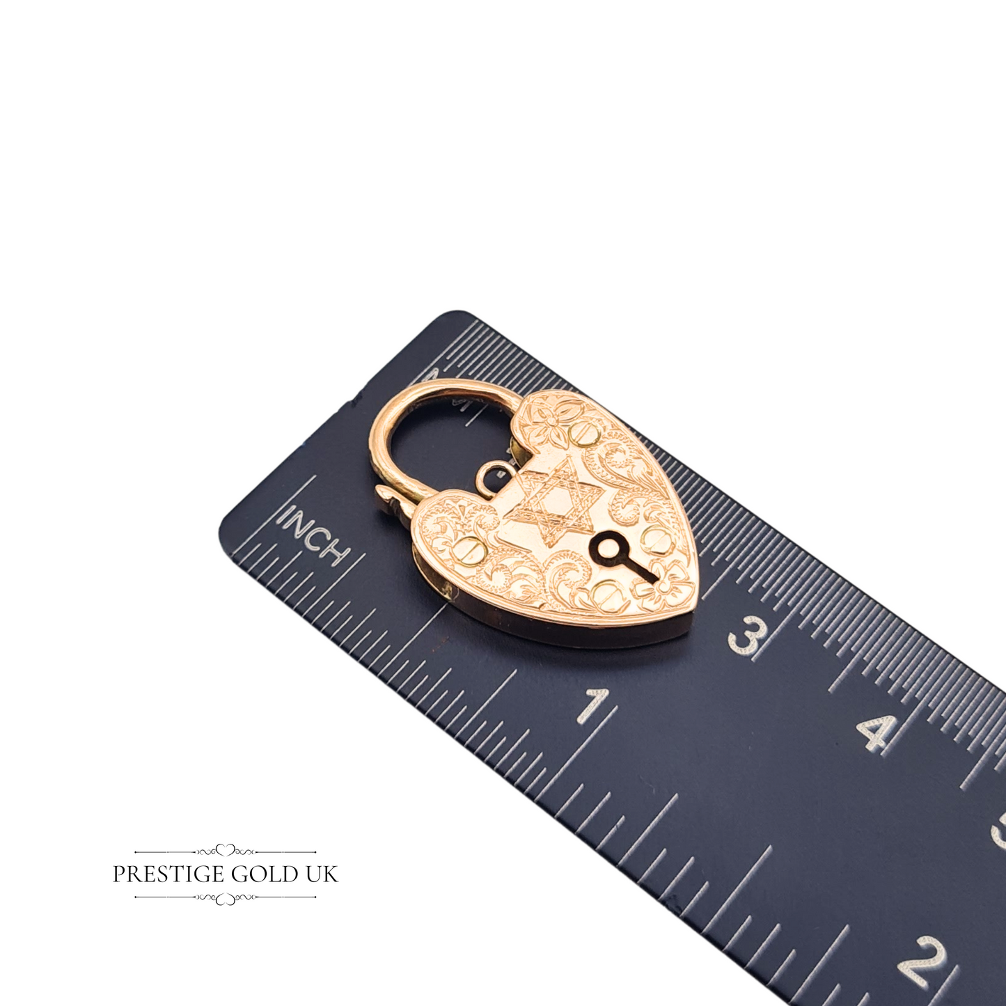 Large 9ct Rose Gold Heart Padlock Antique WJS 9ct Gold Star of David Padlock