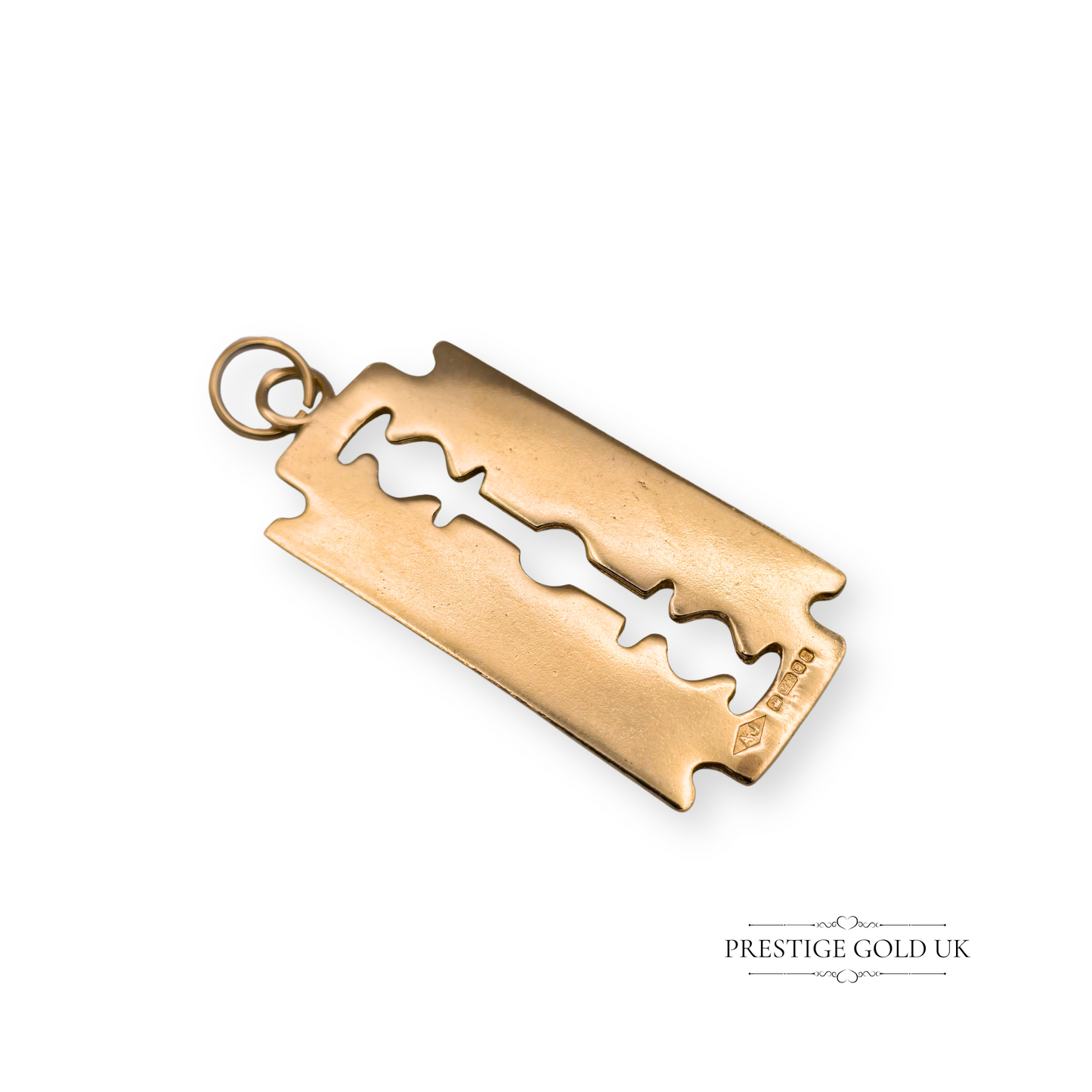 9ct Gold Barber Razor Blade Pendant, Vintage Wet Shave Jewellery