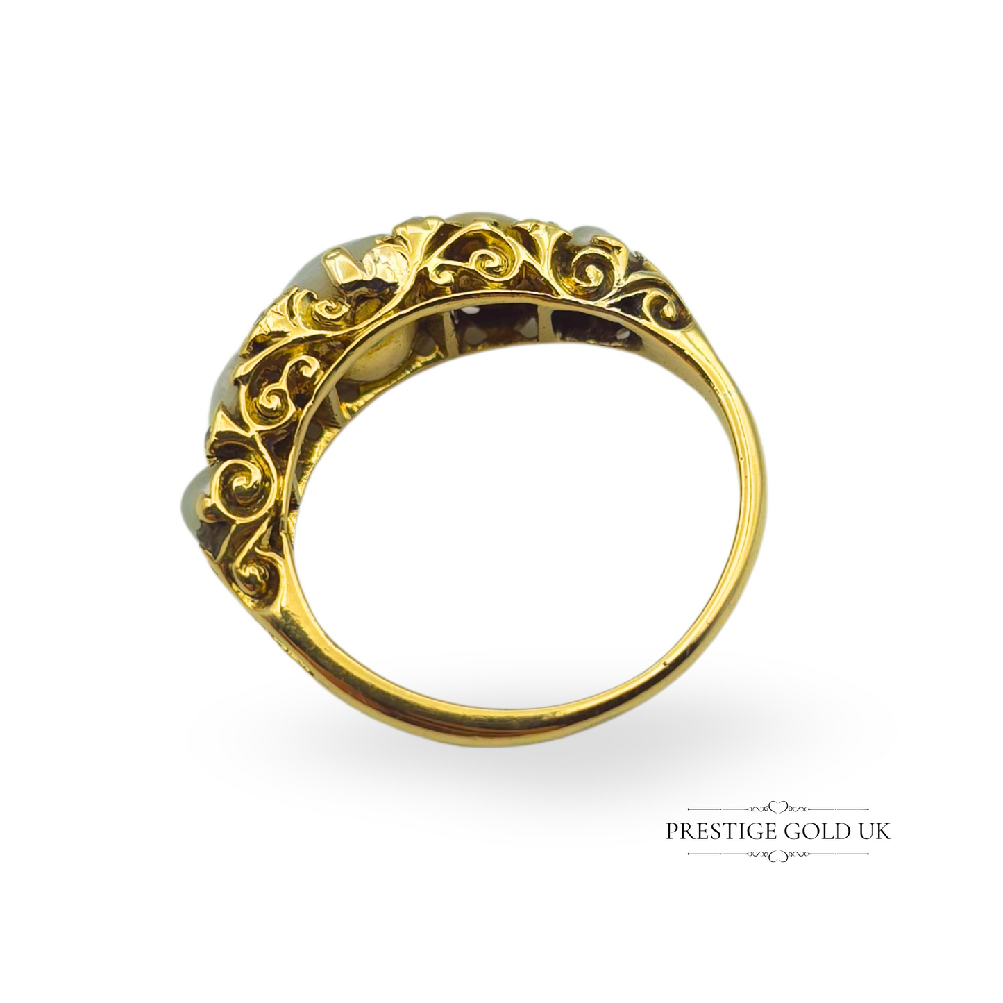 Antique 18ct Gold Pearl & Diamond Ring, UK M / US 6 1/4 Euro 52.5