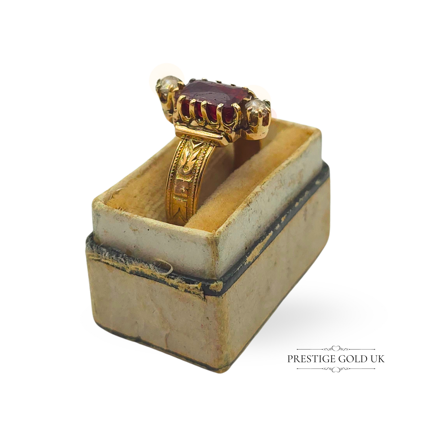 14ct Gold Rhodolite Garnet & Diamond Ring, UK J US 4 3/4 Euro 49