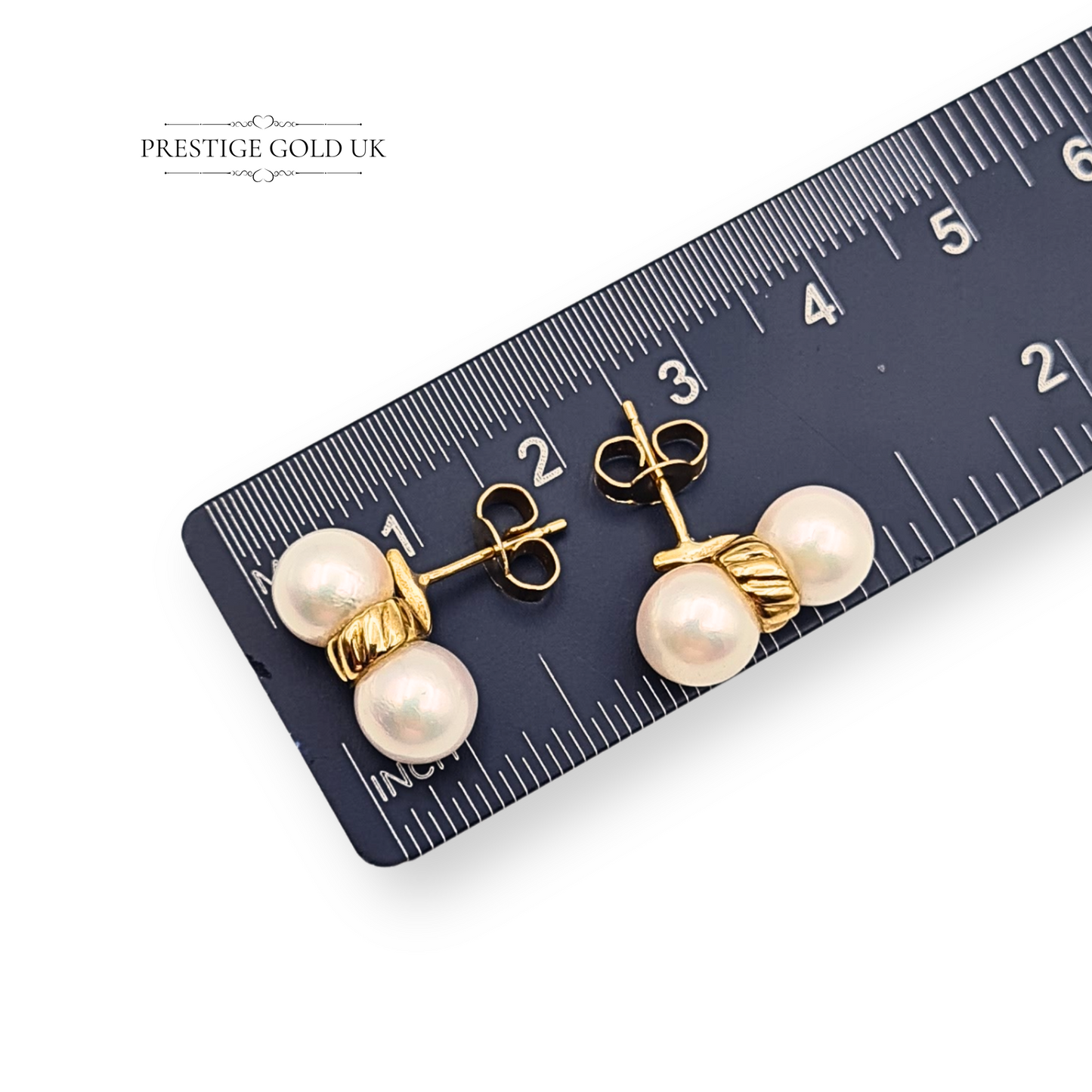 Large 9ct Gold Twin Pearl Earrings With Butterfly Backs