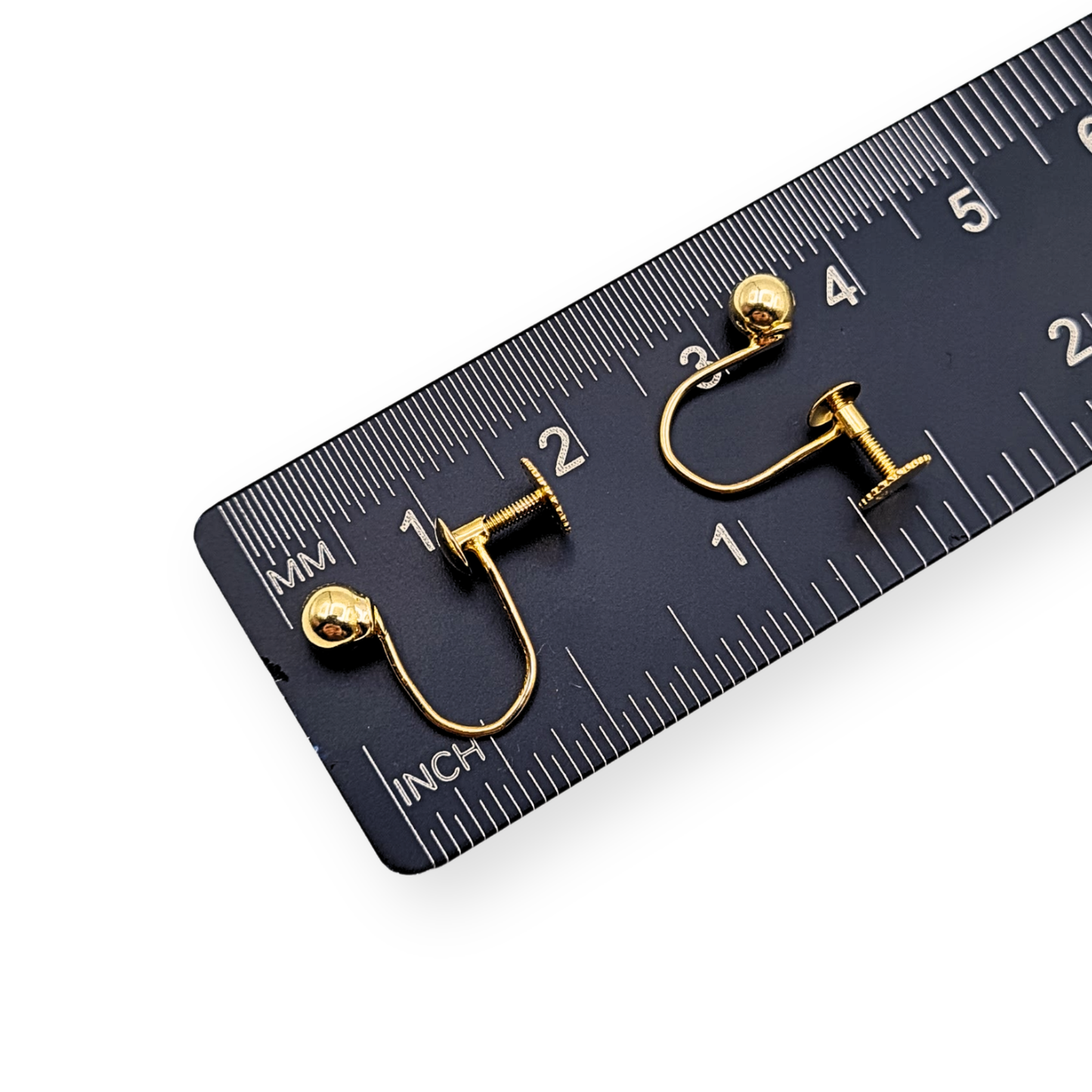 9ct Gold Screw Back Earrings, 4mm Ball, non pierced ears