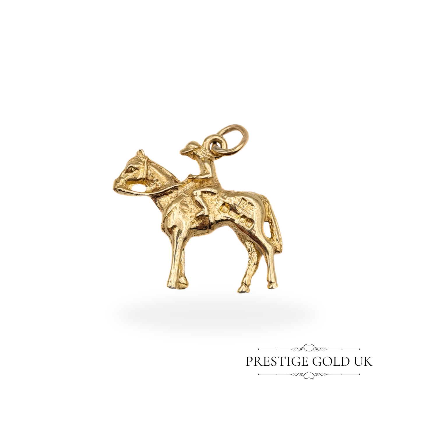 Vintage 9ct Solid Gold Race Horse Charm, Fully Hallmarked London 1975
