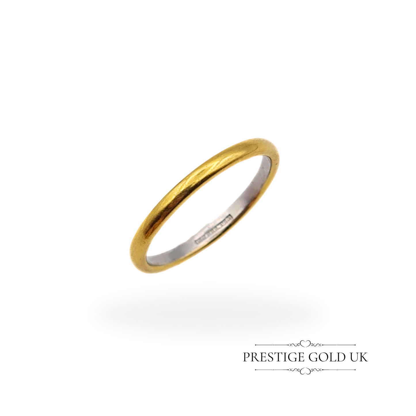 Vintage 18ct Yellow Gold & Platinum Wedding Band - UK K 1/2 US 5 1/2 Euro 50.5