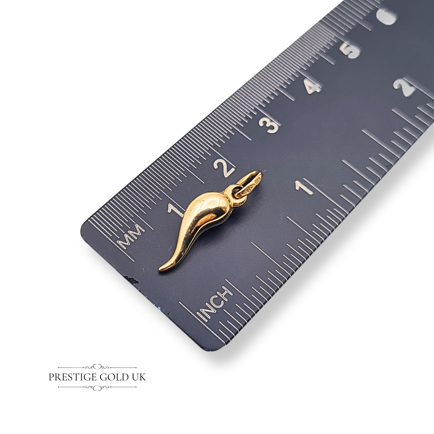 9ct Gold Tiny Horn of Plenty Charm, Lucky Cornicello Charm
