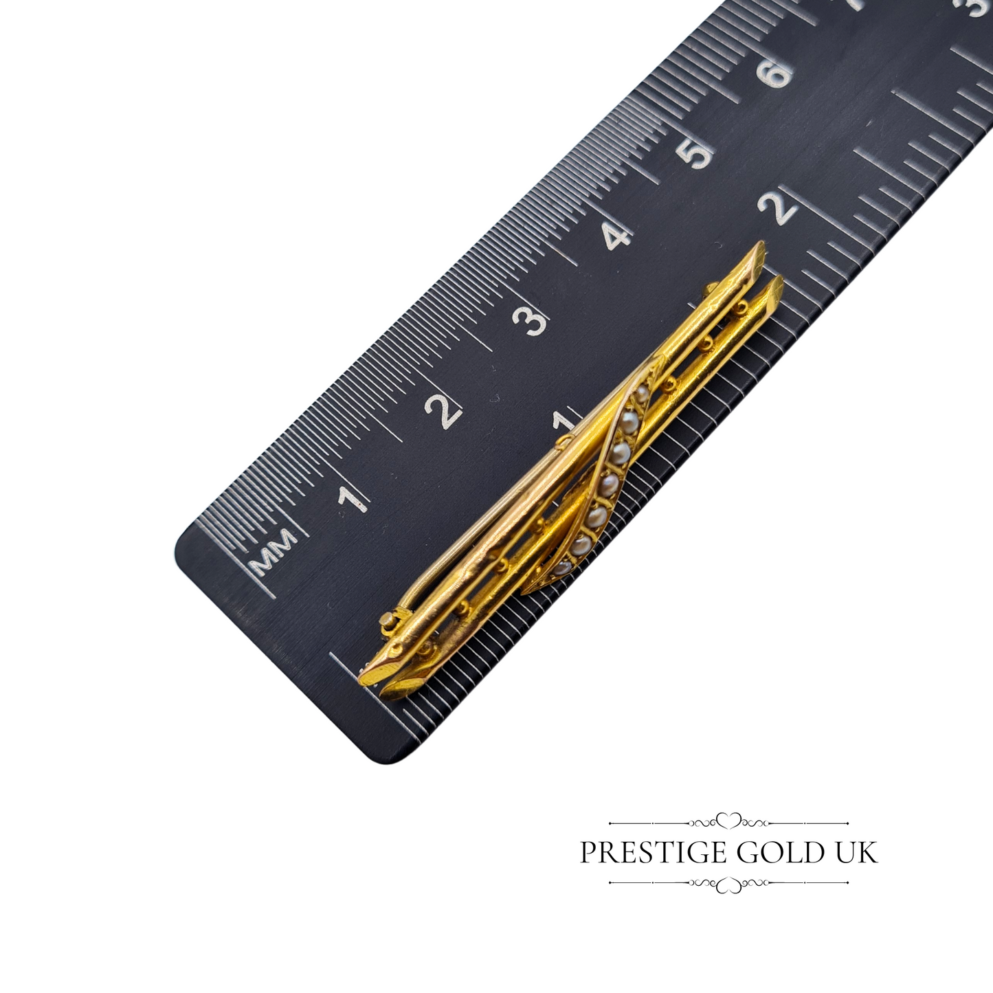 Vintage 9ct Gold Twin-Row Pearl Brooch, 4.5cm