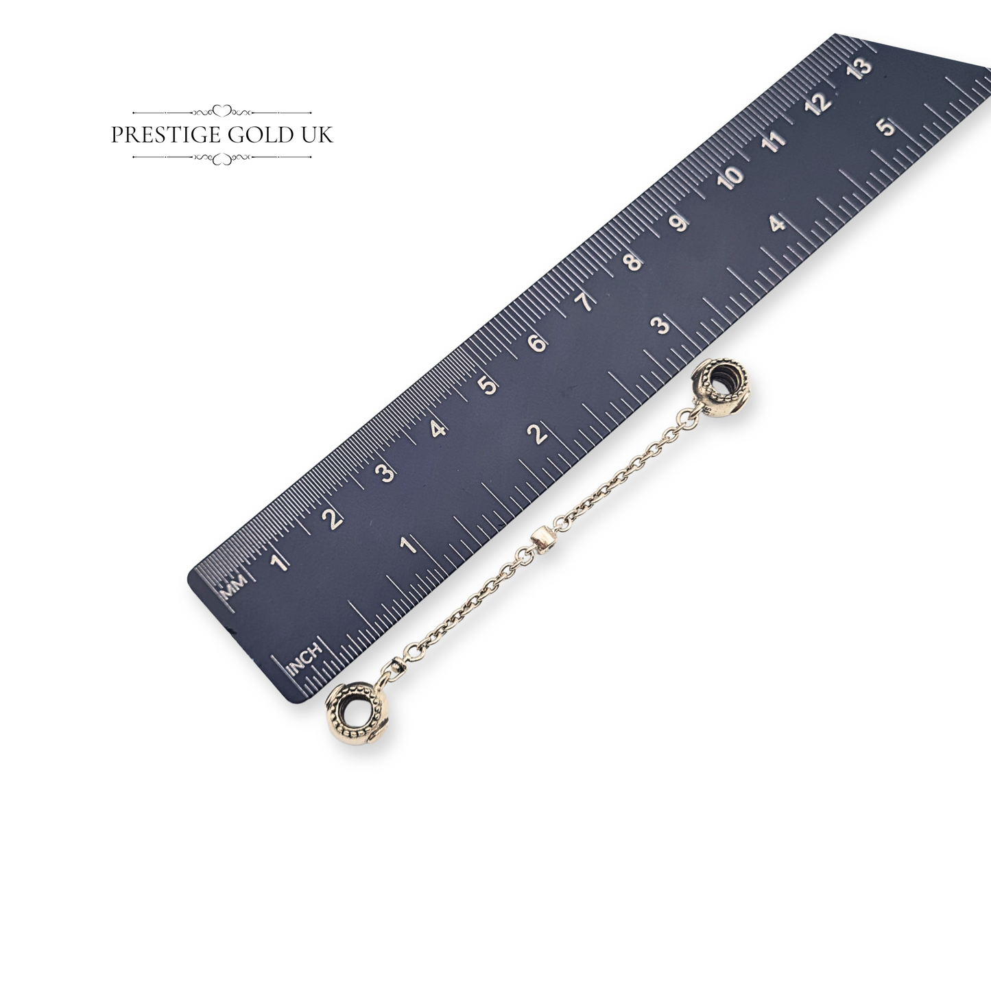 Pandora Silver Safety Chain With CZ, ALE 925, Embossed Heart Design