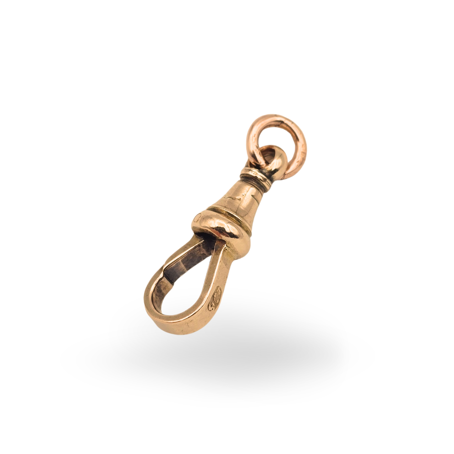 9ct Yellow Gold Albert Chain Dog Clip, Medium Flat Side Charm Clasp