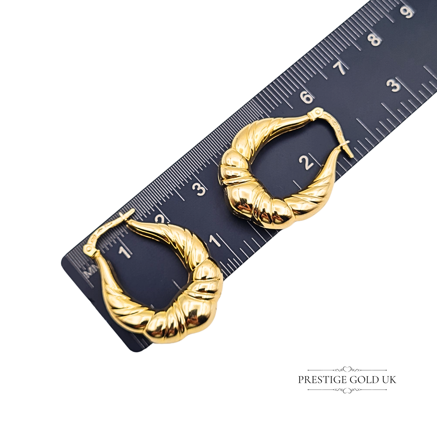 9ct Gold Chunky Creole Hoop Earrings, Statement Chunky Hoops in a Gypsy Style