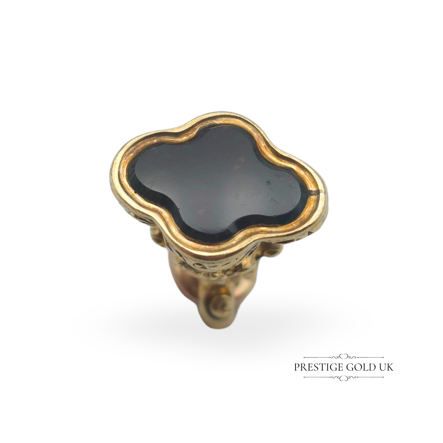Antique 9ct Gold Fob, Unusual Clover-Shaped Bloodstone Fob