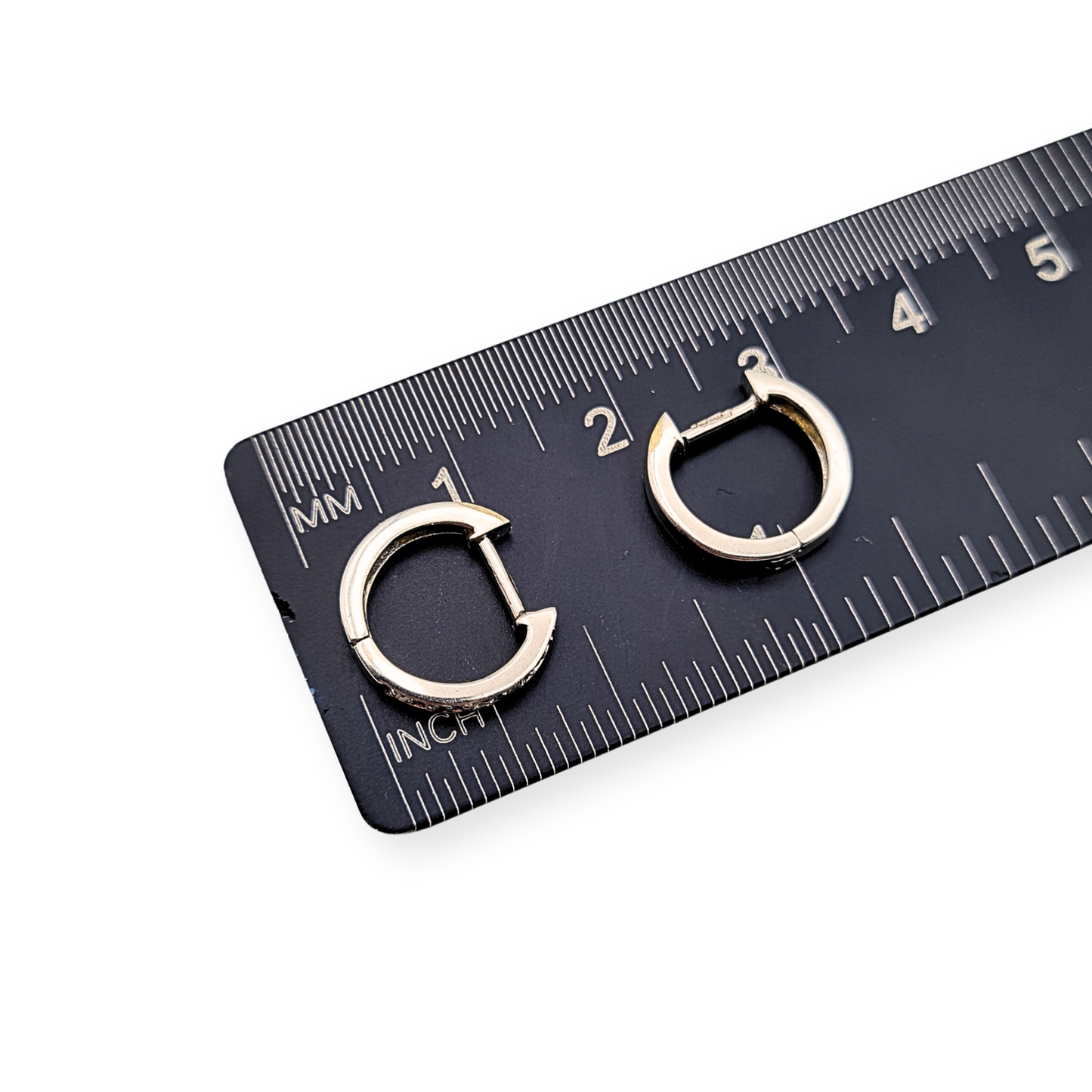 Tiny 9ct White Gold Diamond Huggie Hoop Earrings Fully Hallmarked