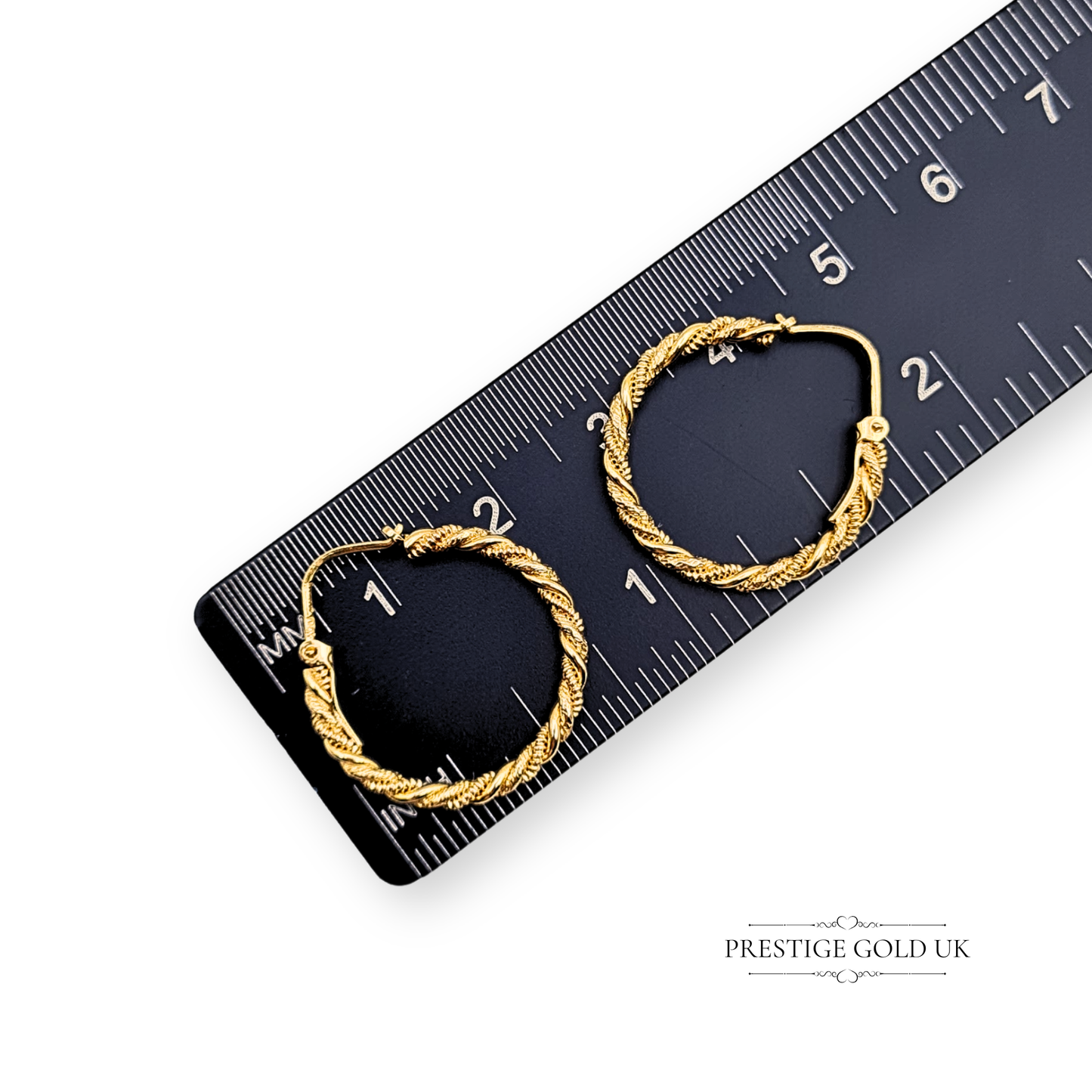 Quality 9ct Gold Rope Twist Hoop Earrings, Vintage 14mm Hoops With Twist Design