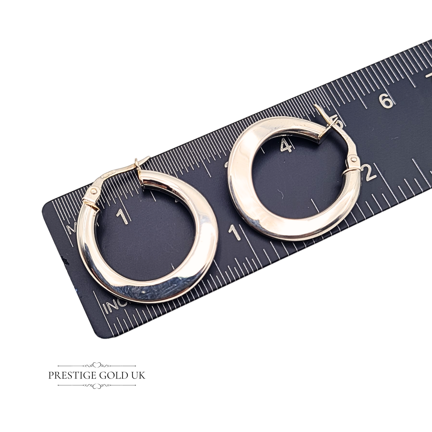 9ct White Gold Wavy Hoop Earrings, Secure Flip Top Fasteners
