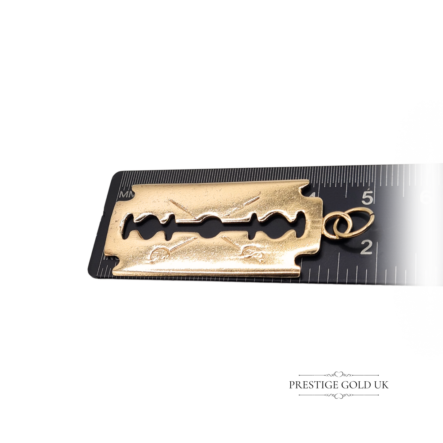 9ct Gold Barber Razor Blade Pendant, Vintage Wet Shave Jewellery