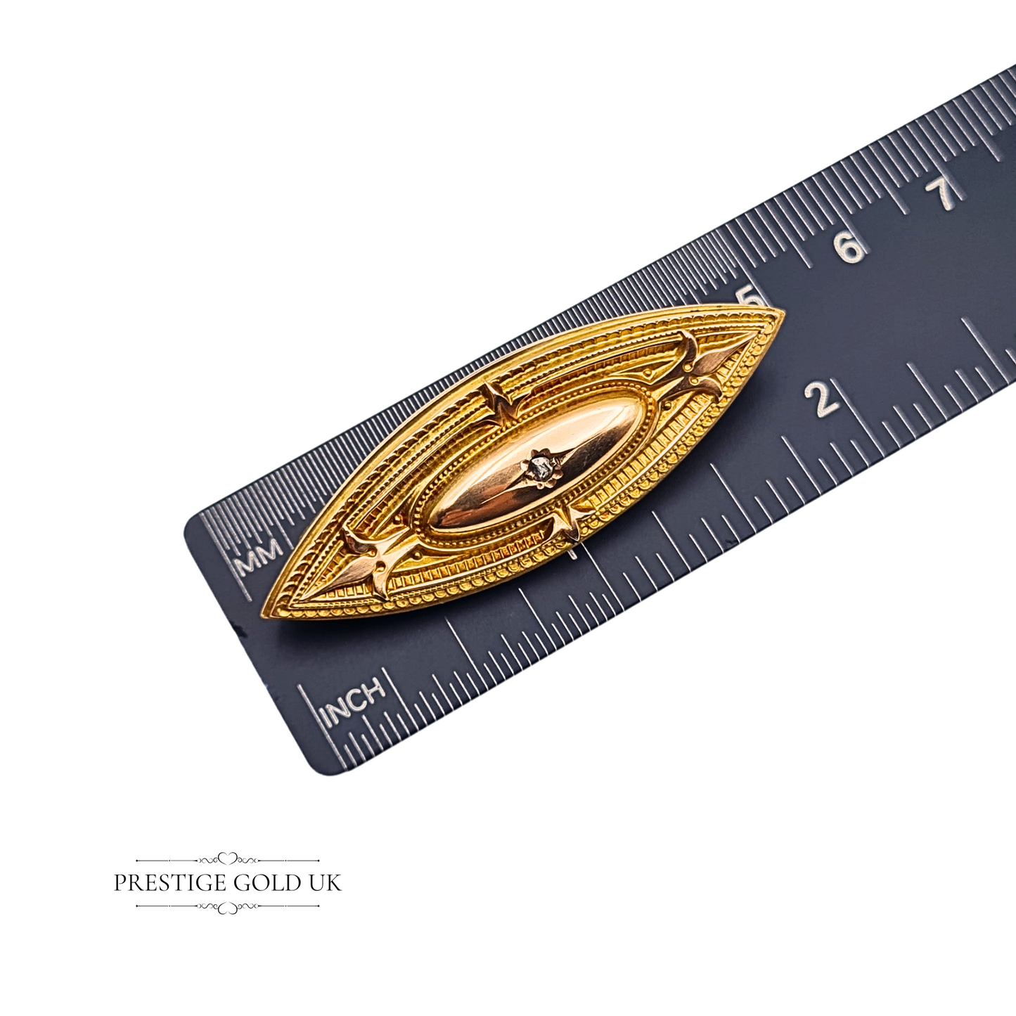 Victoria 1891 Rose Gold Mourning Brooch, Chester Hallmark Diamond Set Keepsake