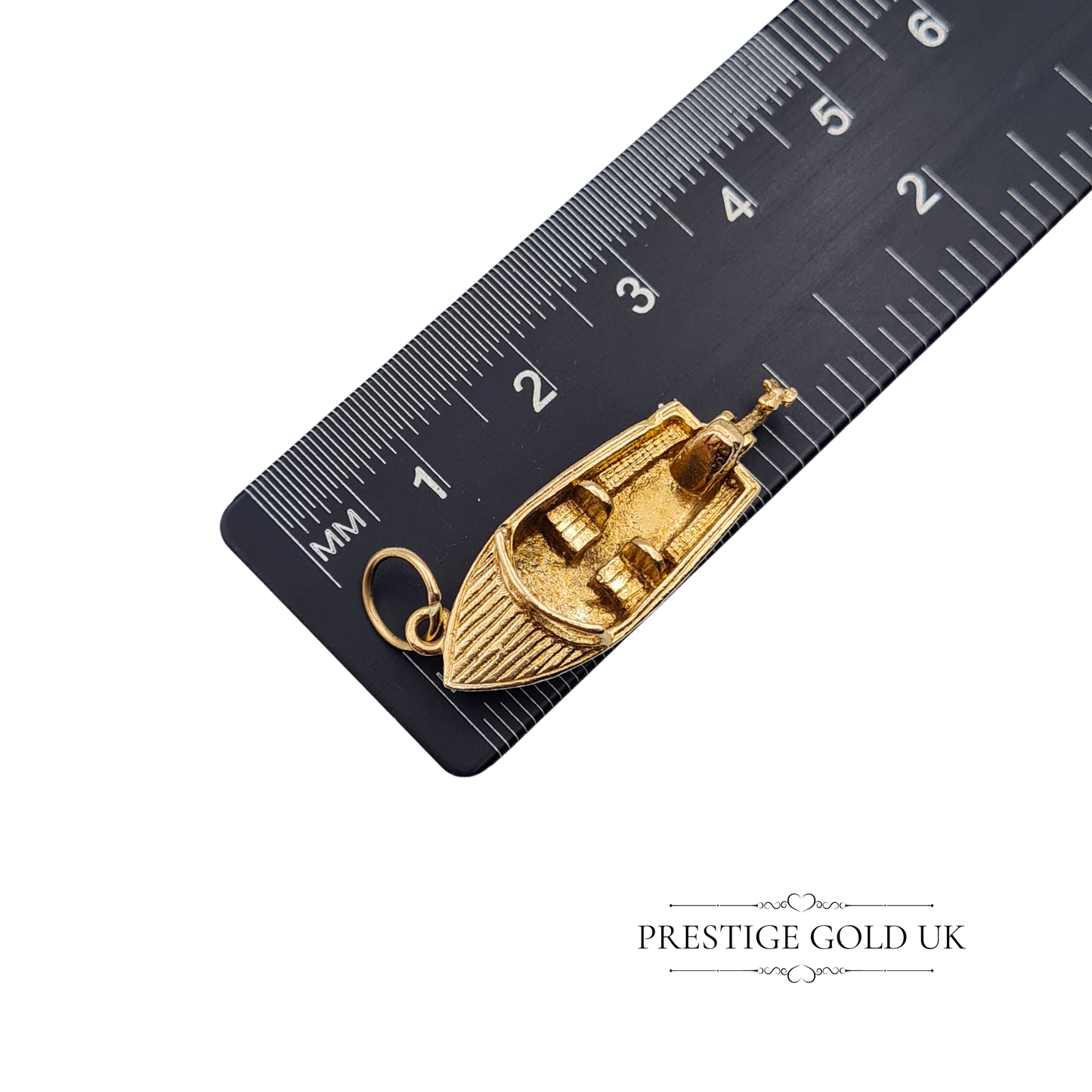 Vintage 9ct Gold Motorboat Charm with Moving Outboard Motor