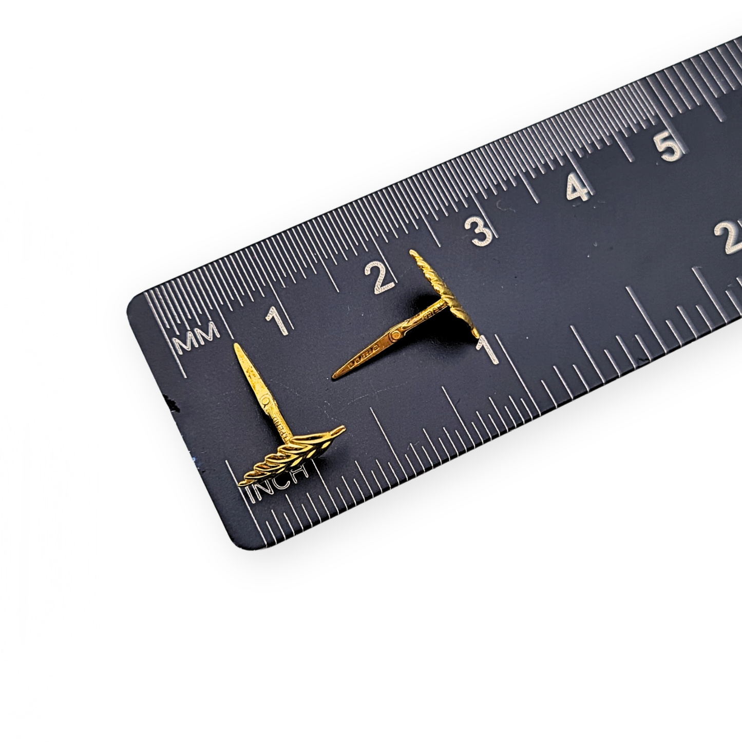 9ct Gold Leaf Earrings, London 1981, Studs, Andralock