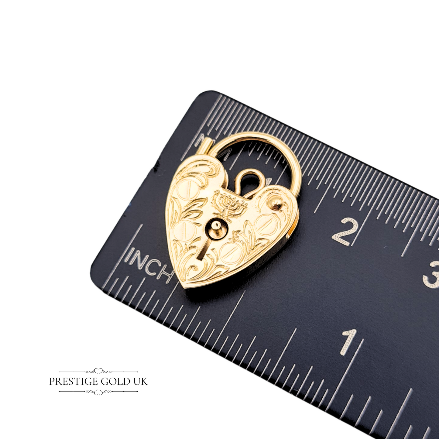 Small 9ct Gold Jewish Menorah Heart Padlock Ornate Engraving, London 1978