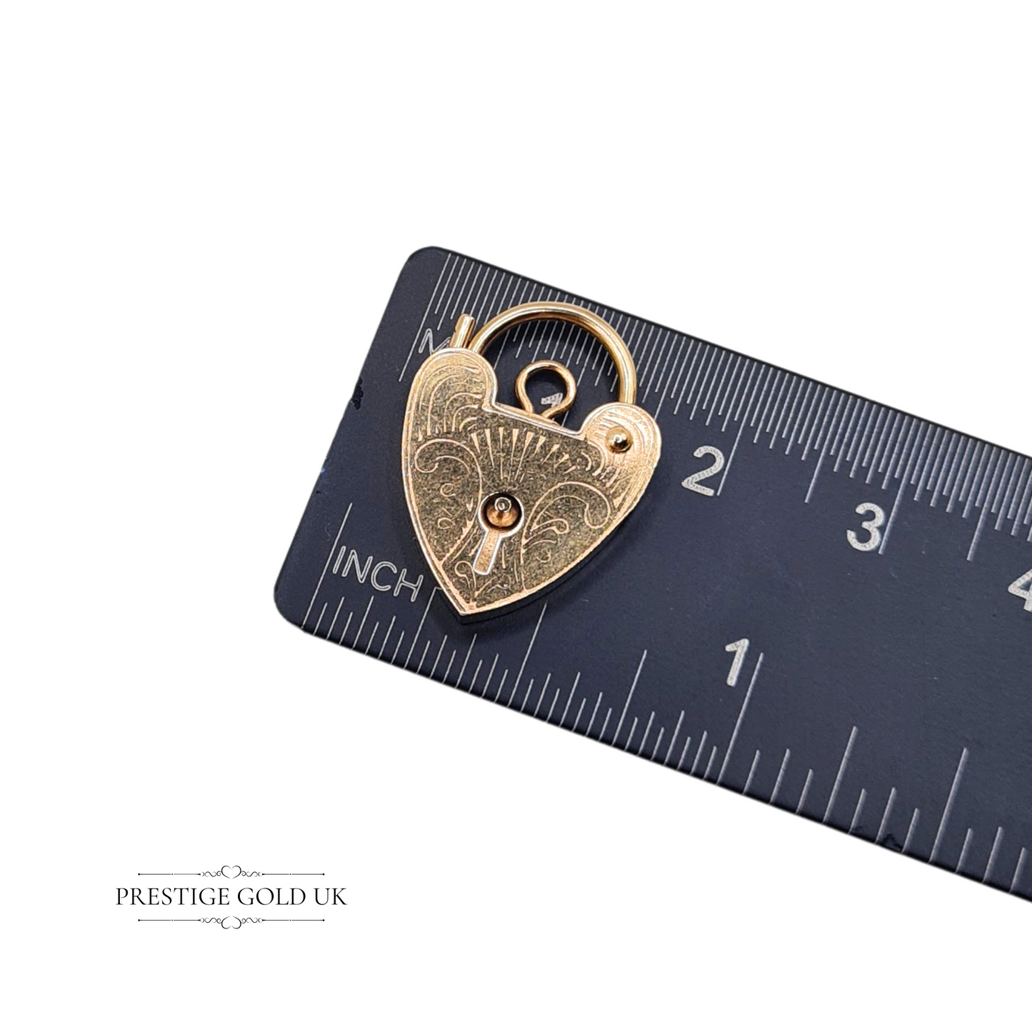 9ct Gold Heart Padlock Pendant ASJ London 1978 Hallmarked 20mm x 15mm