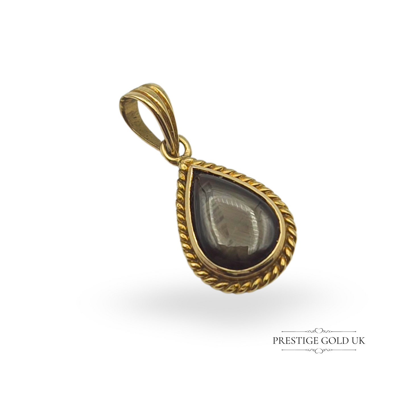 14ct Gold Cat’s Eye Pendant, Dainty Teardrop, Delicate & Elegant
