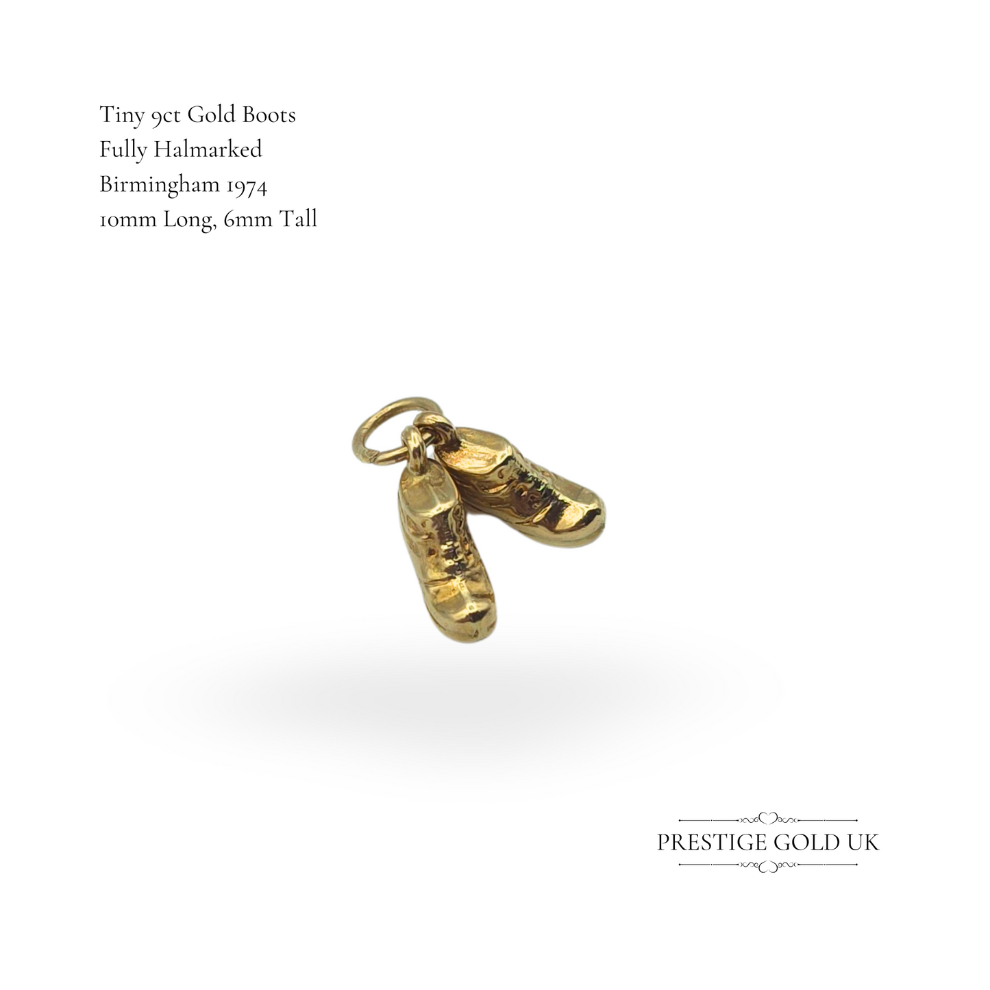 Vintage Tiny Lightweight 9ct Gold Walking Boot Charm