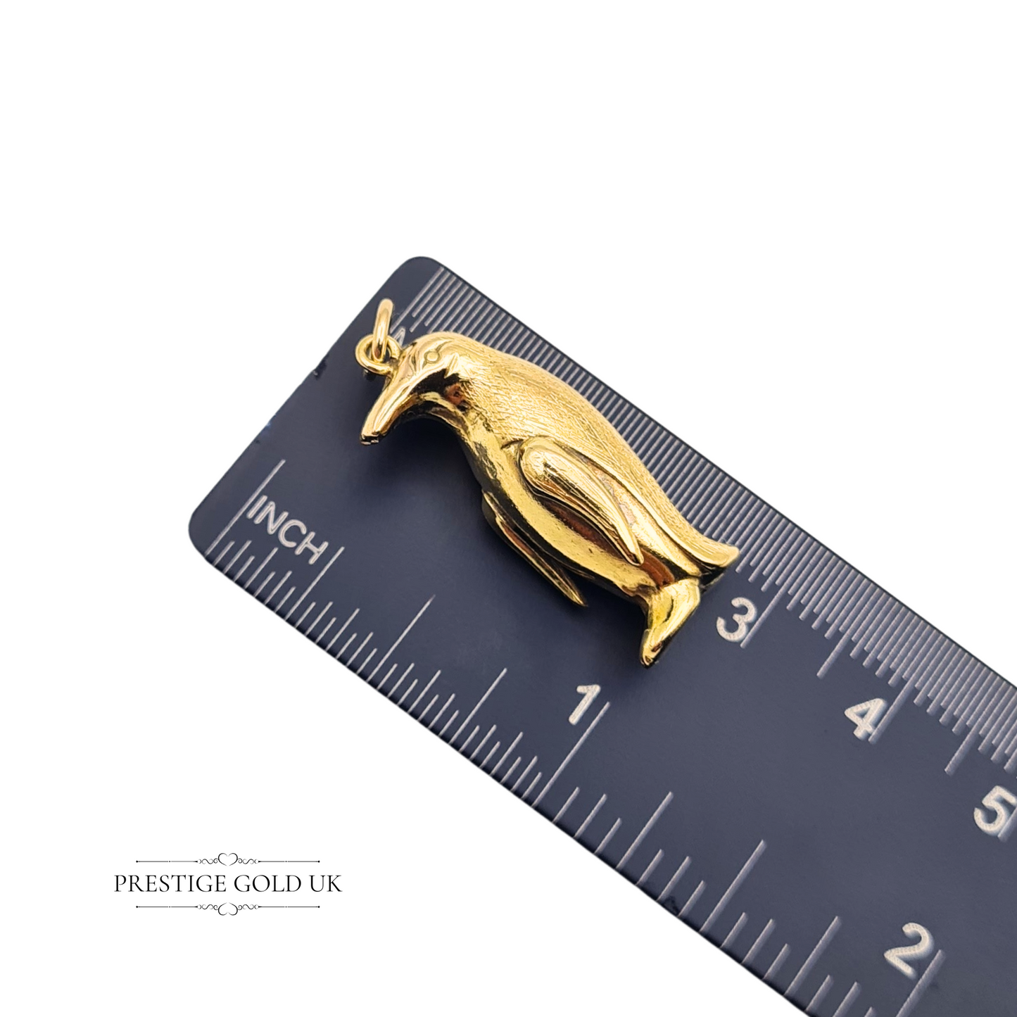 9ct Gold Large Detailed Penguin Charm, Hollow Vintage Standing Penguin Pendant