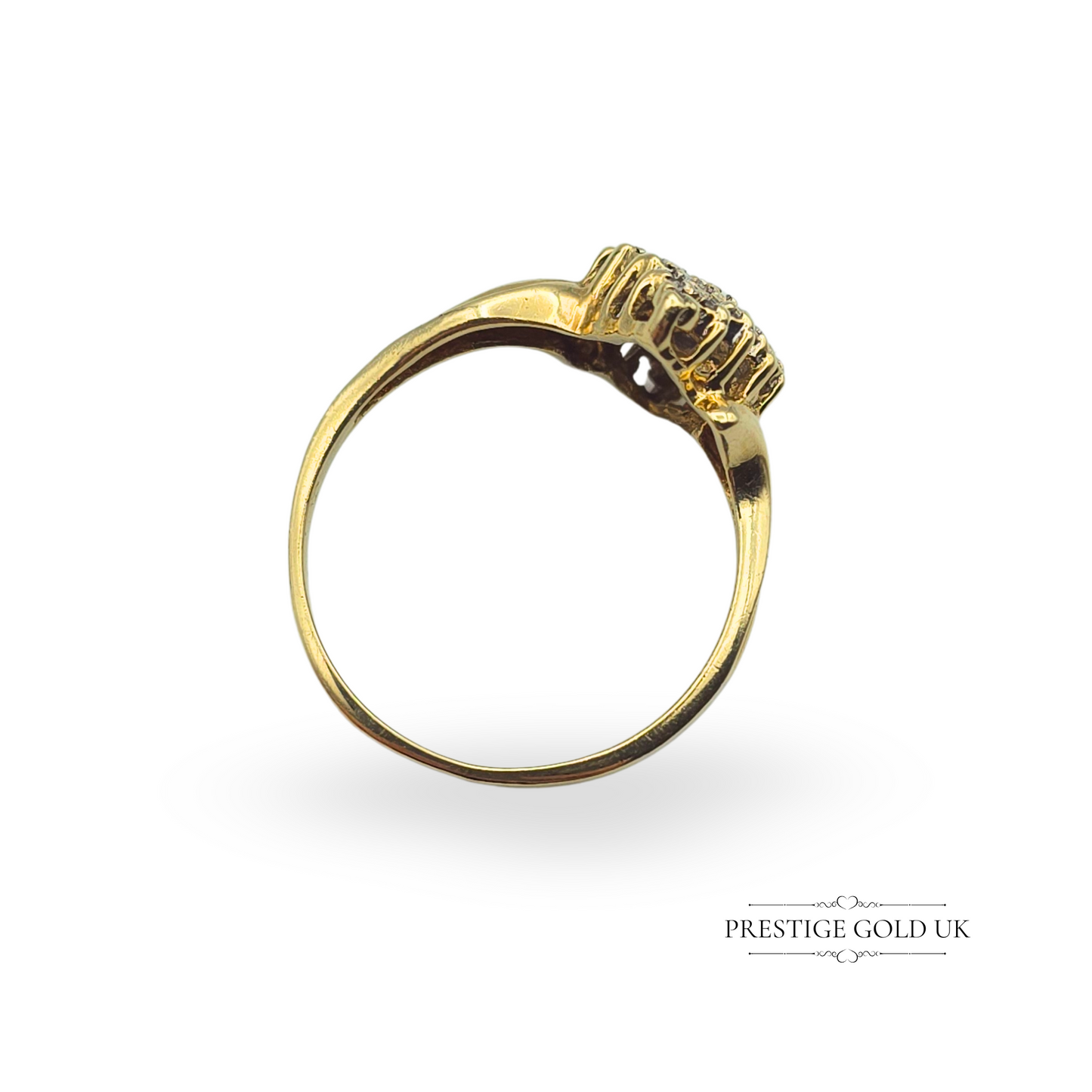 9ct Gold Marquise-Shaped Diamond Cluster Ring, UK S 1/2 US 9 1/4 Euro 60.5