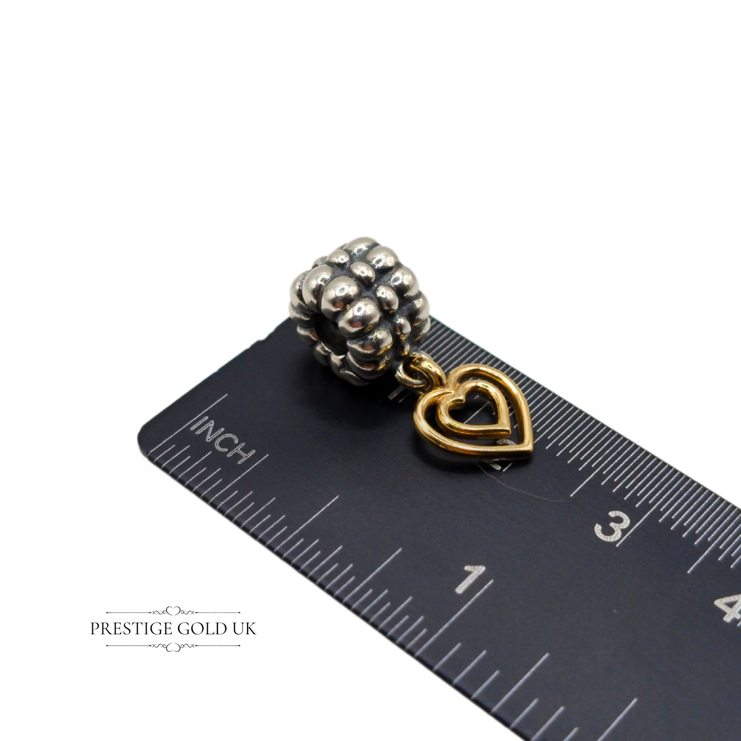 Authentic Retired Pandora Heart of Hearts Silver Charm With 14K Gold Hearts 925 ALE 790987
