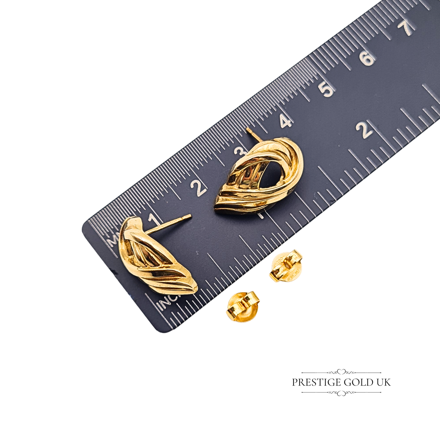 9ct Gold Twist Knot Earrings, 3-Strand Swirl Design, Statement Earrings