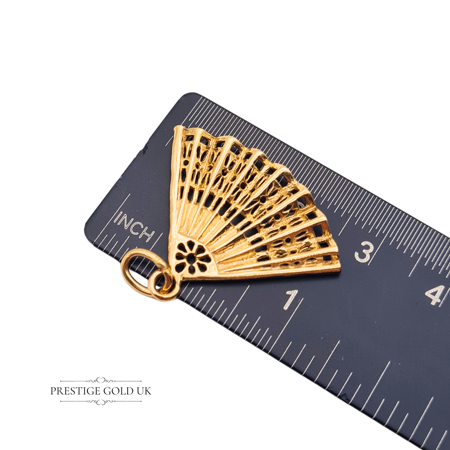 Large 9ct Gold Fan Charm Spanish Flamenco Fan Charm or Pendant